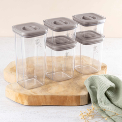 Berlinger Haus 5+5 Pcs Canister Set W/ Lock Lid, Taupe Collection | 8576BH