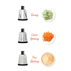 Nutricook 3-in-1 Essentials Grater – Fine and Coarse Grate Plus Slice – Black | NC-RG150