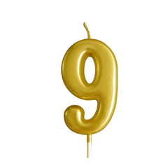 Gold Glitter Birthday Cake Candle Topper - Number Nine | 349-1/G9