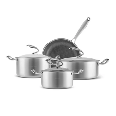 Karaca 5Ply PowerSteel 7-Piece 316+ Stainless Steel Induction Cookware Set, Silver | 153.03.08.2917