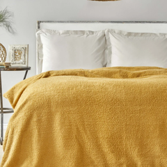 Karaca Home Faye Mustard Double Sherpa Blanket | 200.18.01.0798