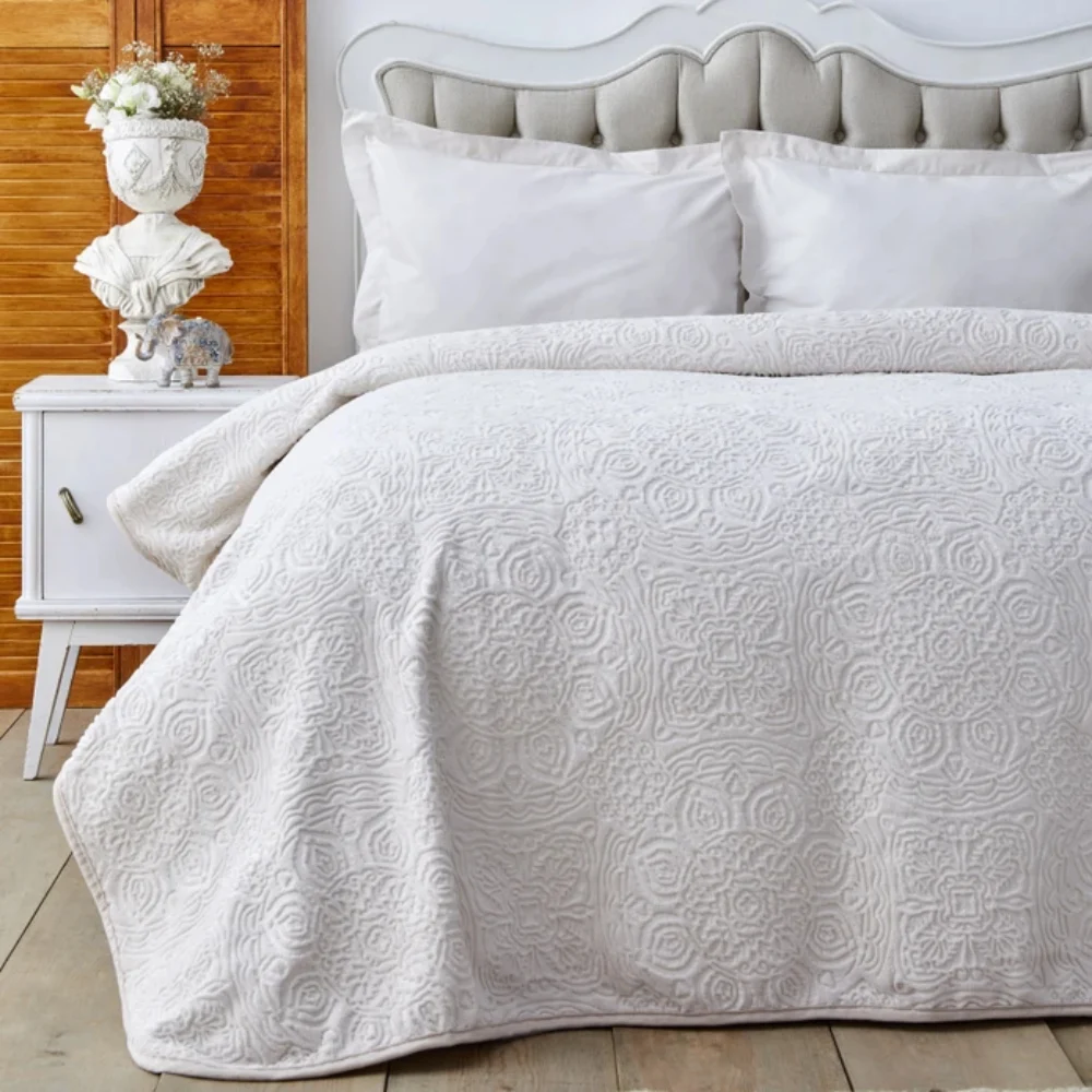 Karaca Home Scala Double Grey Embossed Blanket | 200.18.01.0576