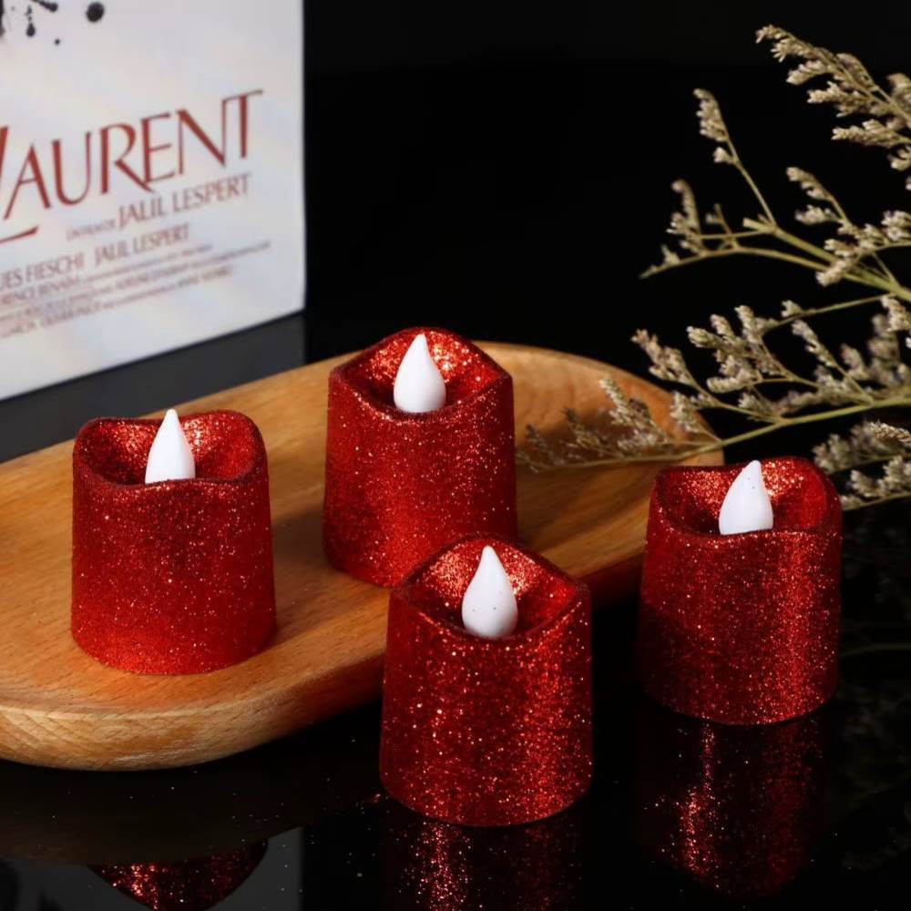Red Glitter LED Candle Set | 7125-13/R