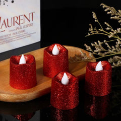 Red Glitter LED Candle Set | 7125-13/R