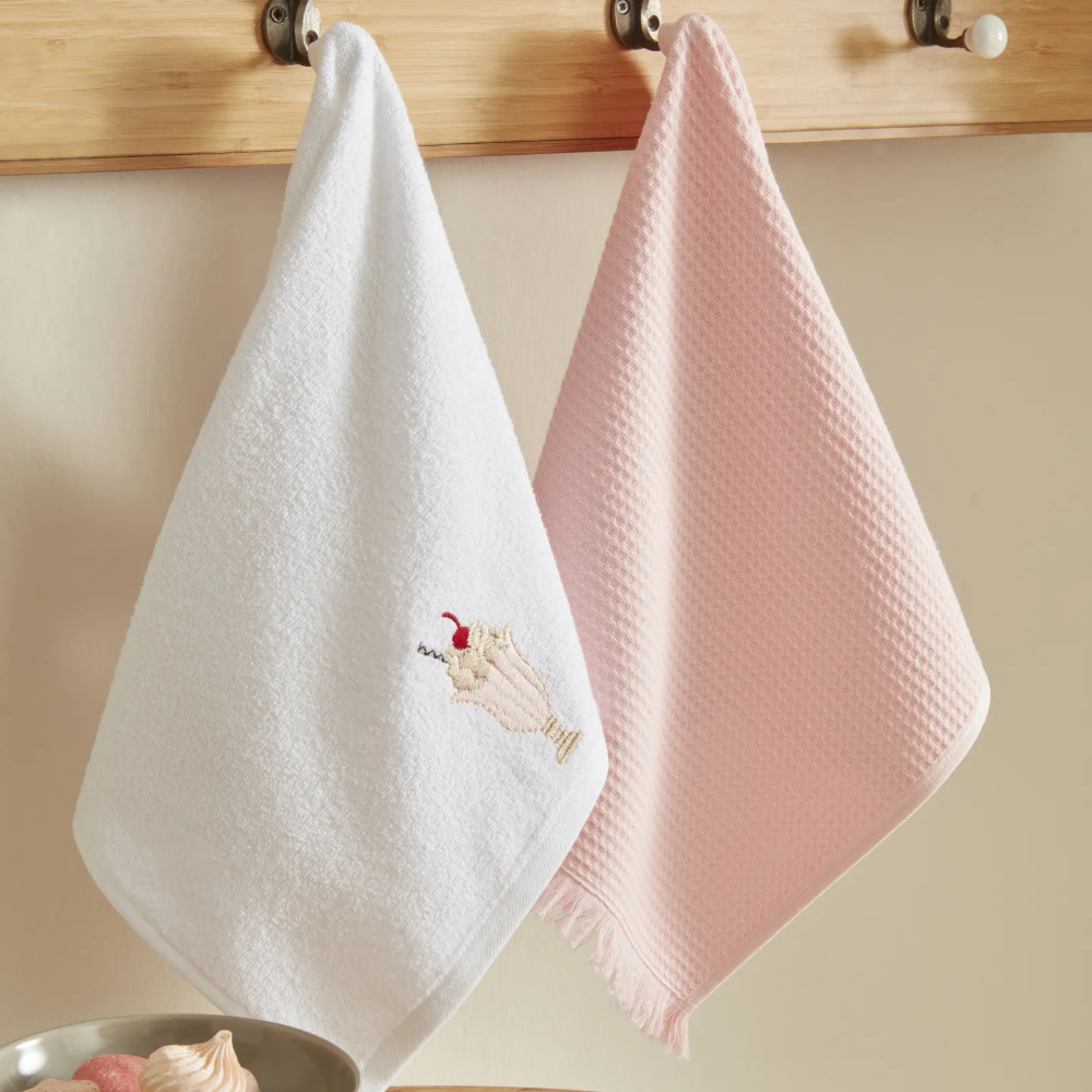 Karaca Home Beverage 100% Cotton 2-Piece Kitchen Towel Set, 40x60cm | 200.22.05.0233