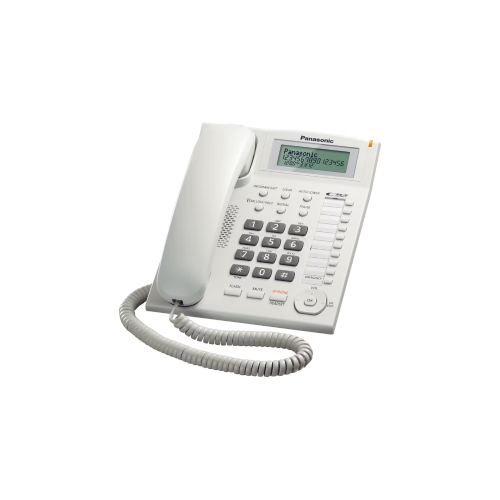 Panasonic Landline Corded Desk Phone LCD Display Speaker Memory White | KX-TS880MXW