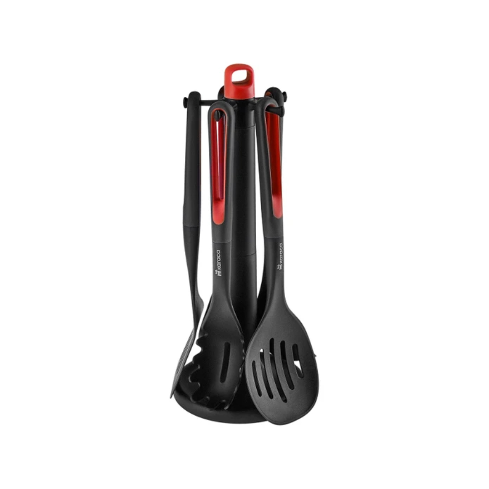 Karaca Marco Red 6-Piece Stand Serving Set | 153.03.08.4384