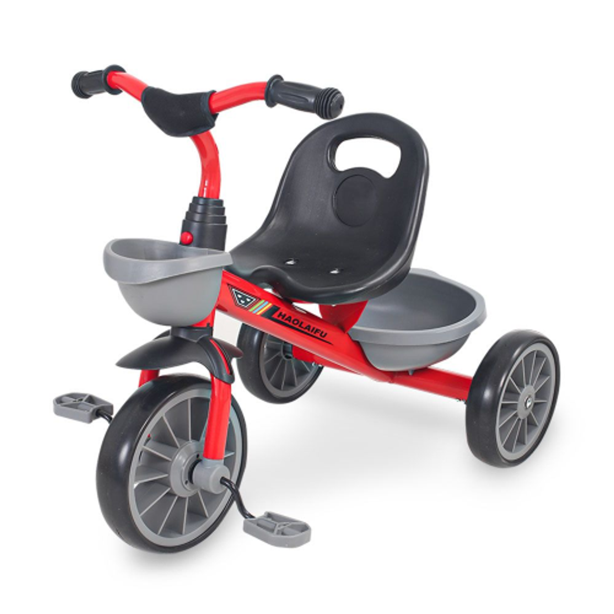 Kids Tricycle with Pedals, Rear Basket & Comfortable Seat, RideOn Baby Trike for Toddlers - Red | 183/R