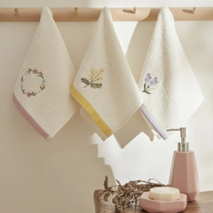 Karaca Home Rosy 3-Piece Embroidered Hand Towel Set | 8680214389164