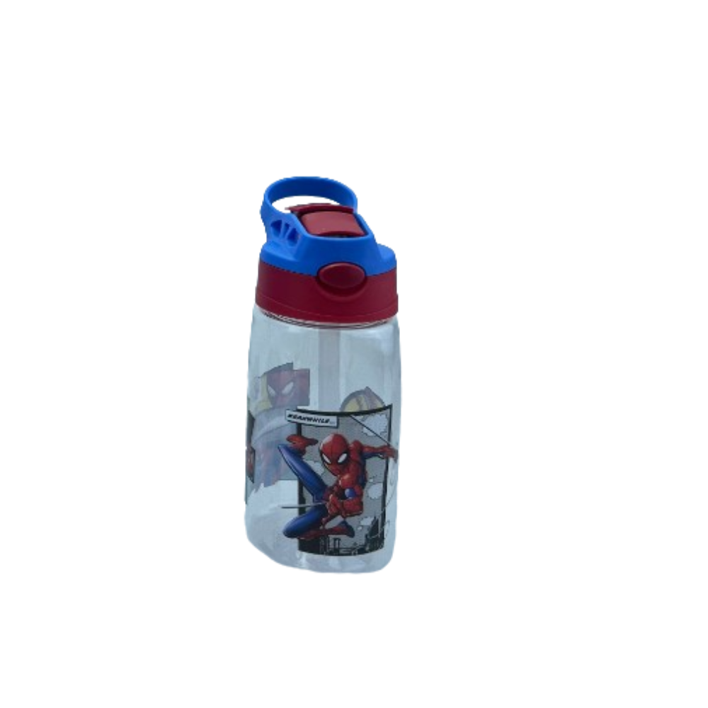 Kids Water Bottle with Straw Spider-Man Design Blue & Red | LZ-23122-6