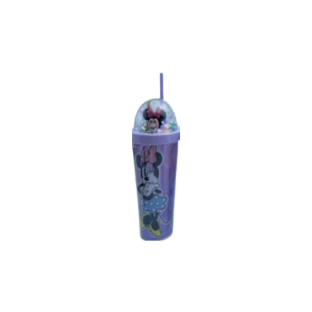 Kids Tumbler Cup with Straw Minnie Mouse Design Purple | LZ-23122-4