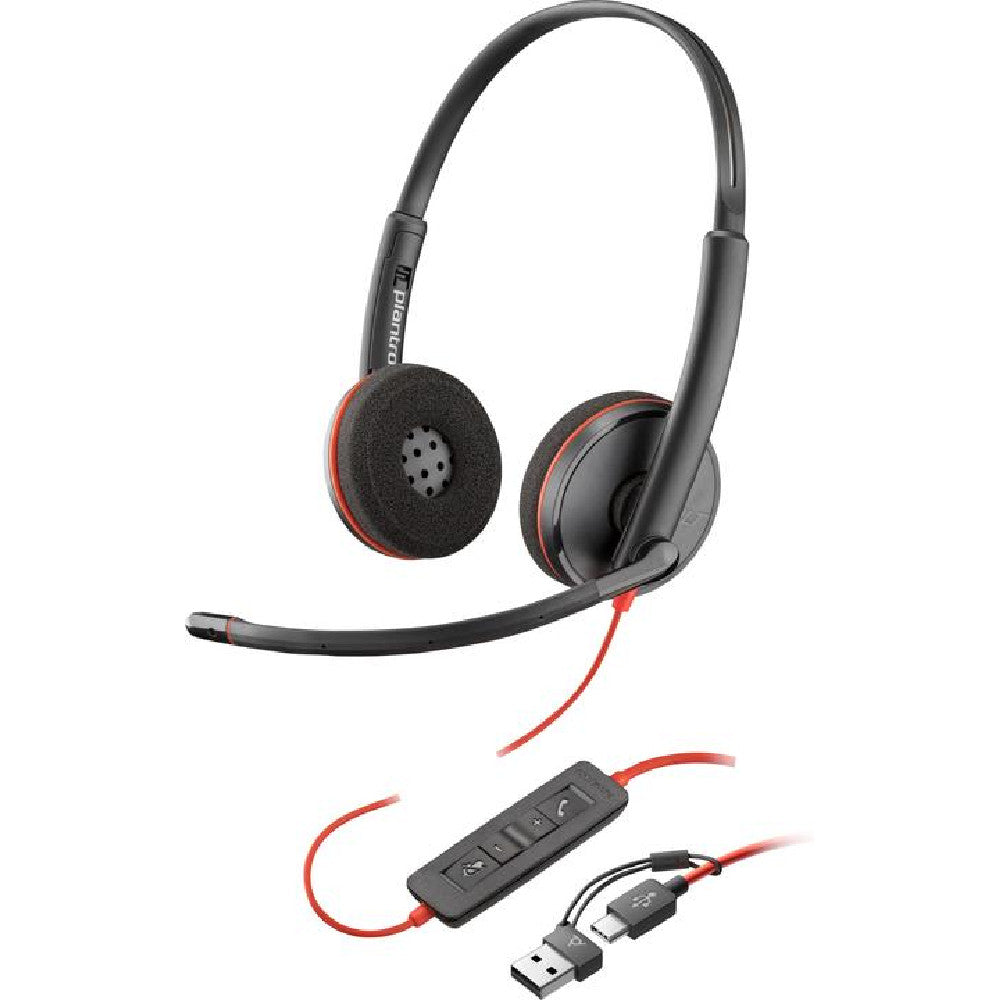 سماعة رأس Poly Blackwire 3210 USB-C/A - أسود