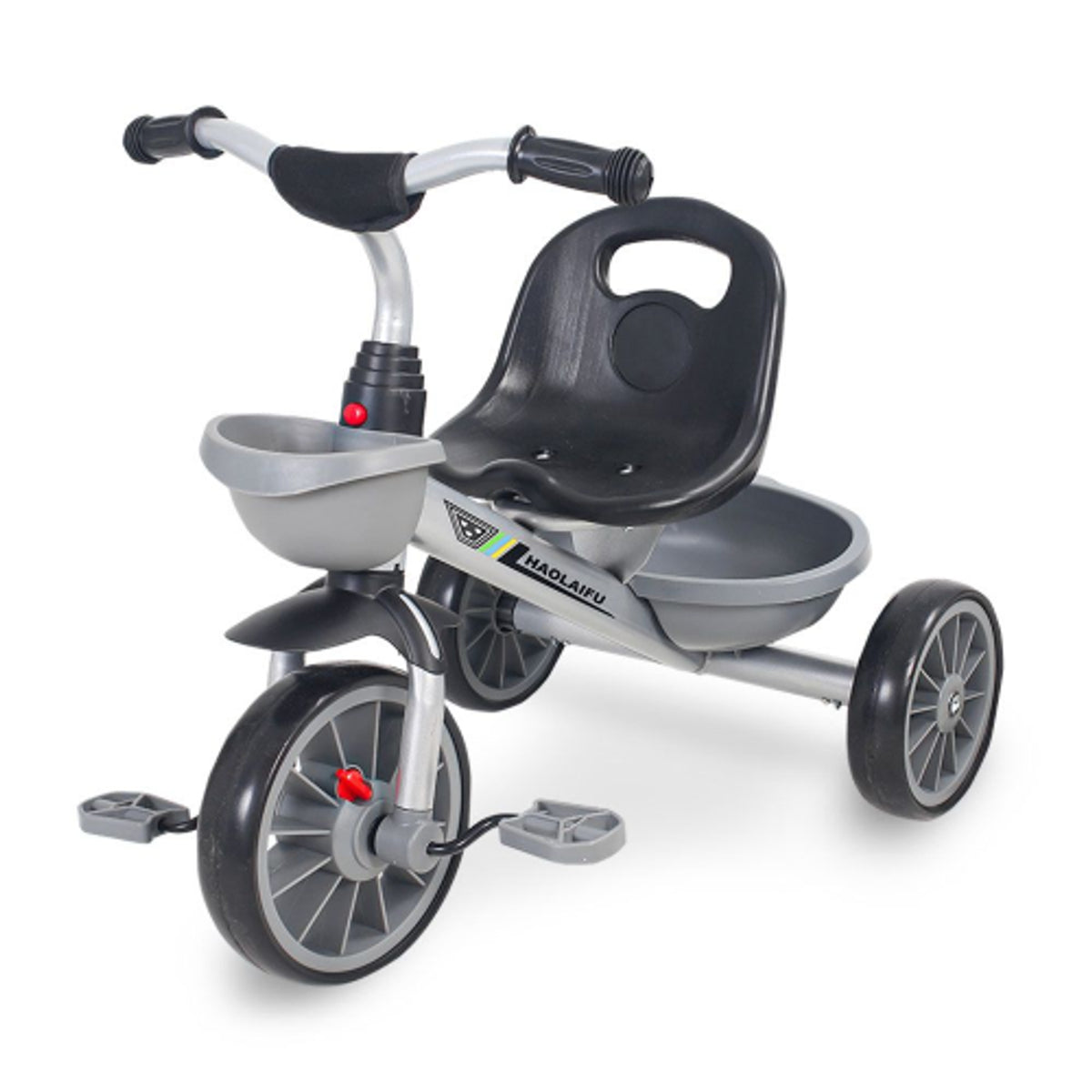 Kids Tricycle with Pedals, Rear Basket & Comfortable Seat, RideOn Baby Trike for Toddlers - Grey | 183/G