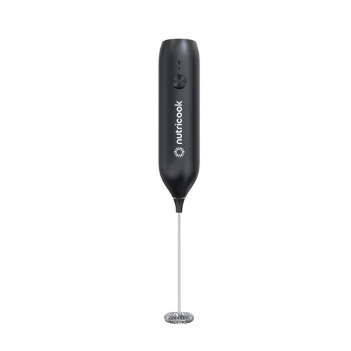 Nutricook Rechargeable Milk Frother – USB-C, Stainless Steel Whisk, Black | NC-MF100