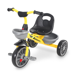 Kids Tricycle with Pedals, Rear Basket & Comfortable Seat, RideOn Baby Trike for Toddlers - Yellow | 183/Y