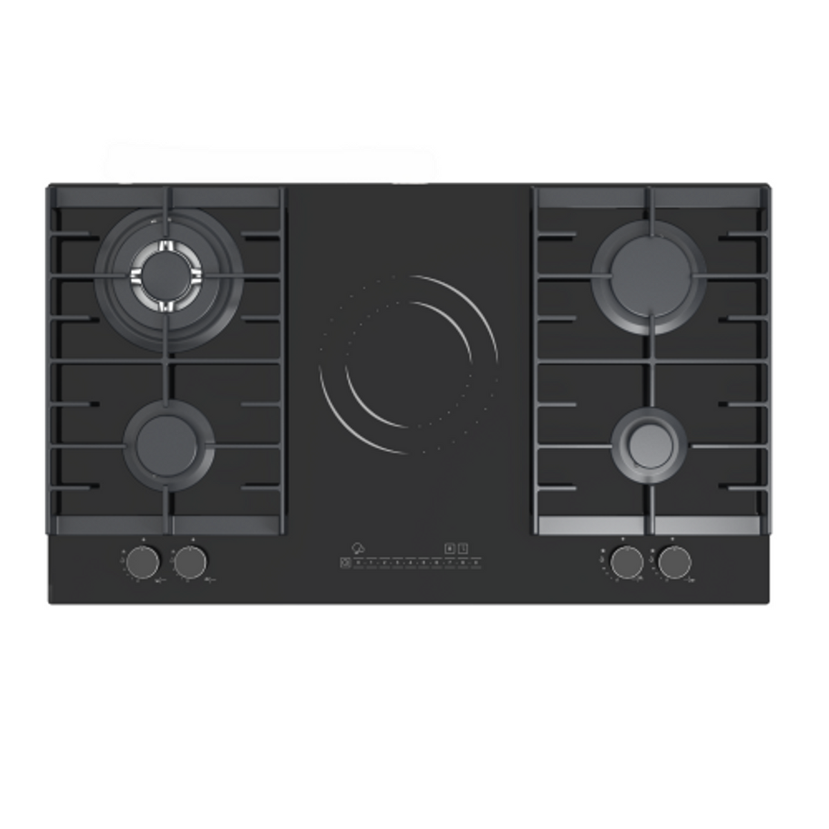 Queen Chef Built-in Gas Hob 4 Burners & 1 Electric Burner - Shiny Black | QCHB90-4G1EGBS (A)