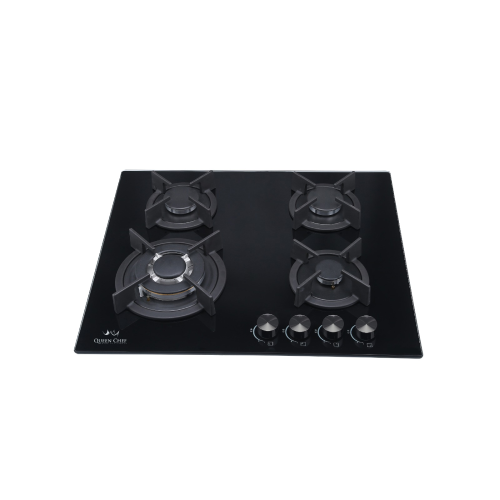 Queen Chef Built-in Gas Hob 4 burners - Shiny Black | QCHB60-4GGBS (HB)