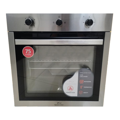 Queen Chef Built-in Gas Oven 60cm Convection Rotisserie 75L Stainless Steel | QCGO60-75 S/S