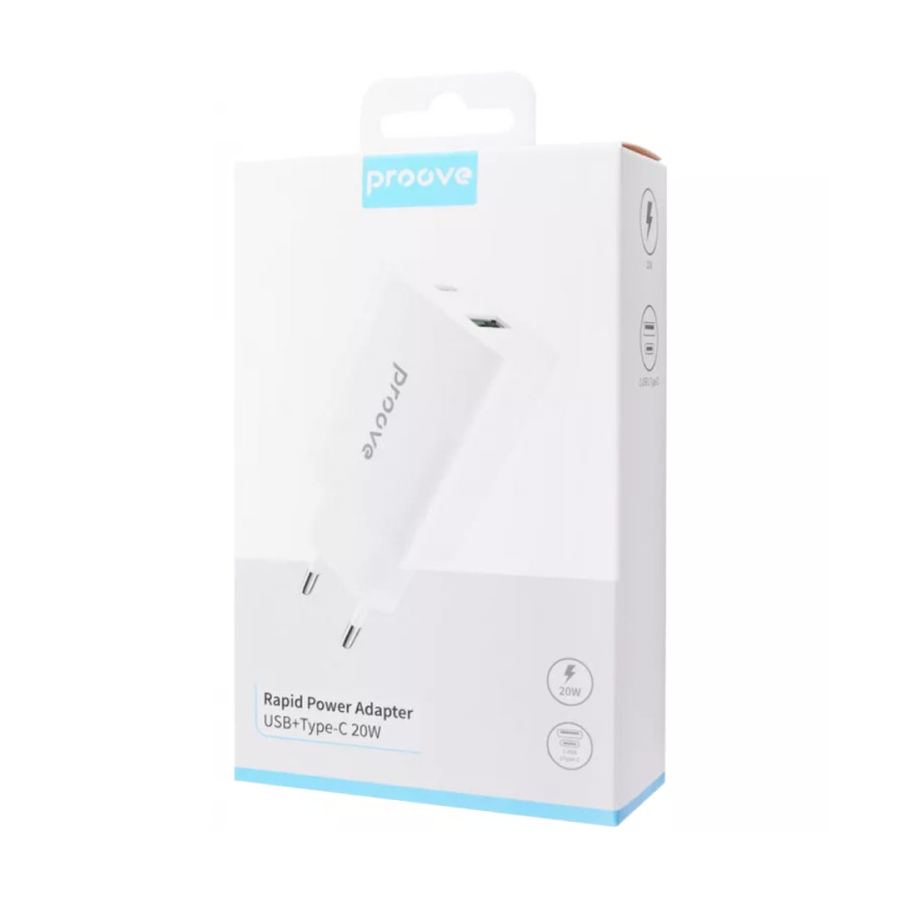 Proove Rapid 20W Type-C + USB Wall Charger - White | WCRP20110002