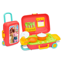 Barbie Rolling Suitcase Kitchen Play Set with Accessories - Kids Pretend Play Toy | 03478