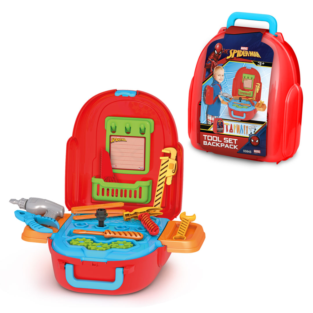Marvel Spider-Man Tool Set Backpack with Accessories - Kids Pretend Play Toy | 03845