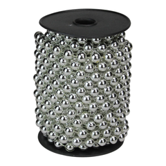Metallic Silver Beaded Garland Spool - 8mm Beads | AR1-33-8RA-G