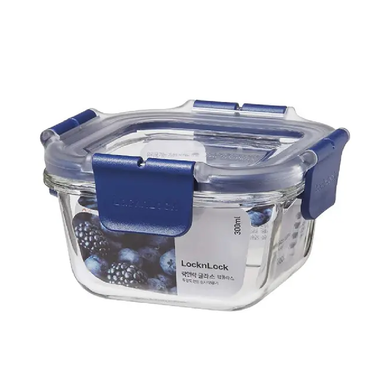 LocknLock Topclass Square Leak Proof Heat Resistant Glass Food Storage Container 300ml | LBG205