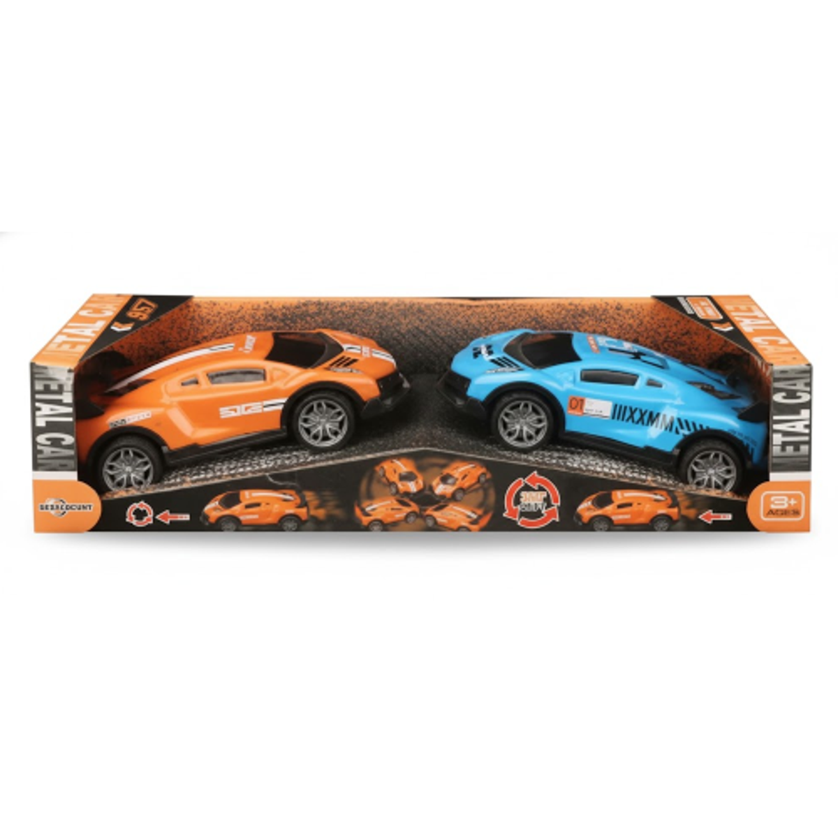 Metal Friction Drift Car Set - Orange & Blue | KZ957-115