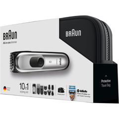 Braun 10 In 1 Beard Trimmer, With Hair & Nose Trimmer, Black/Silver | MGK7920TS