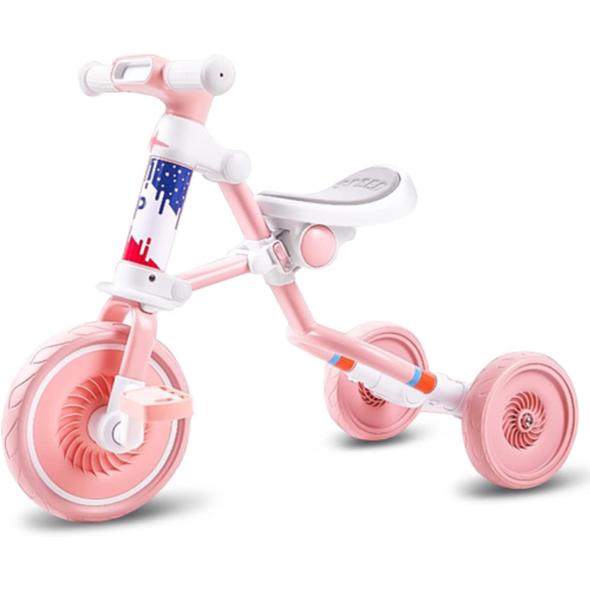 Kids 3-in-1 Tricycle with Pedals - Pink | BK-215