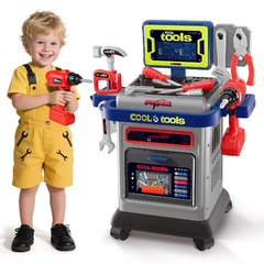 Power Cool Tools مجموعة ألعاب طاولة عمل أدوات للأطفال مع ملحقات – 66 قطعة | 008-202
