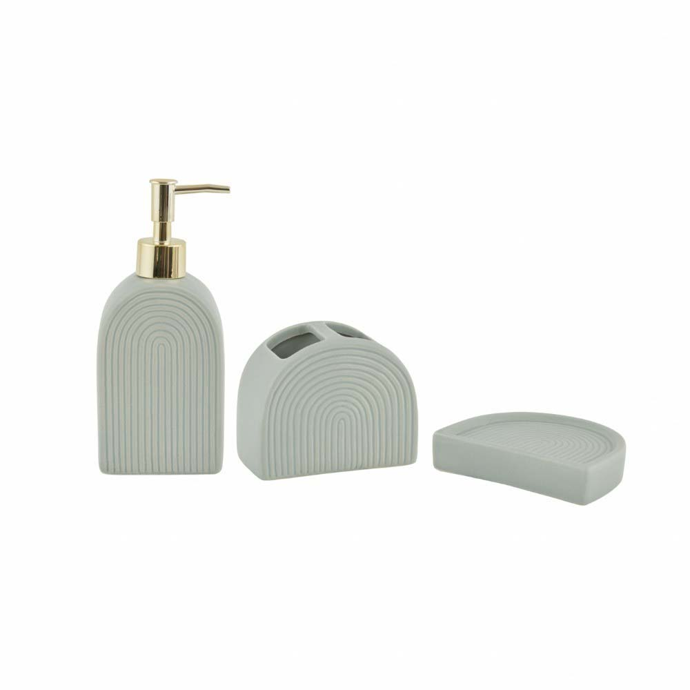 Karaca 3 Piece Bathroom Set - Green Ceramic Bathroom Accessories | 300.23.01.0213