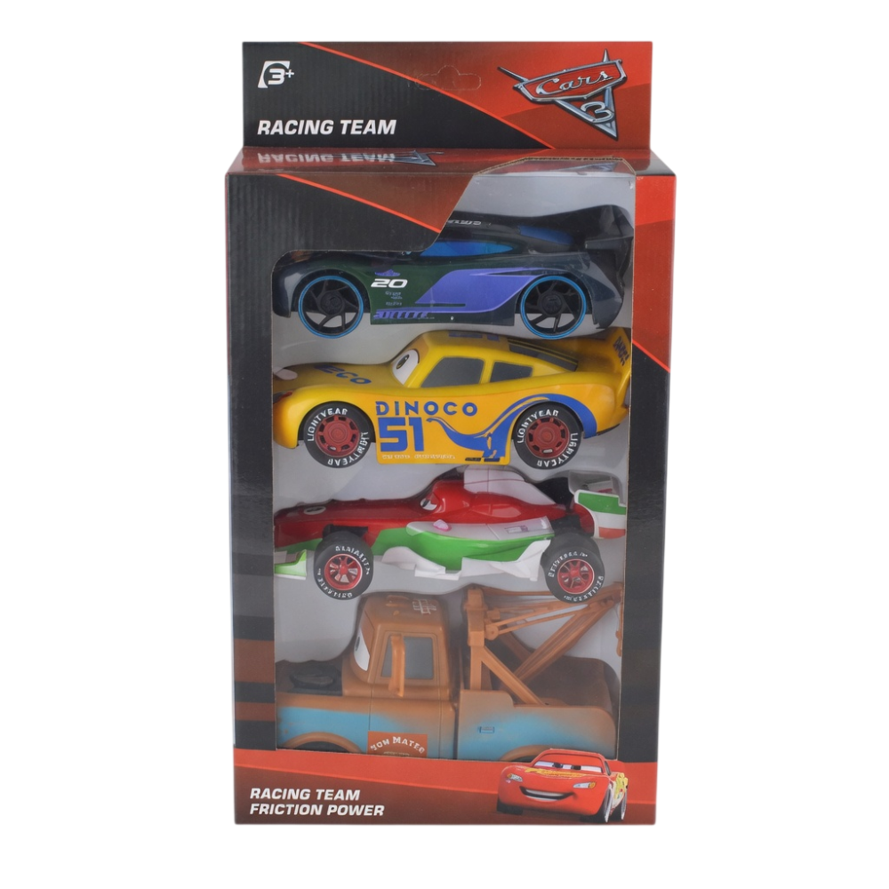 Cars Racing Team Toy Set – Friction Powered Vehicles with Launcher (4 PCS) | 080