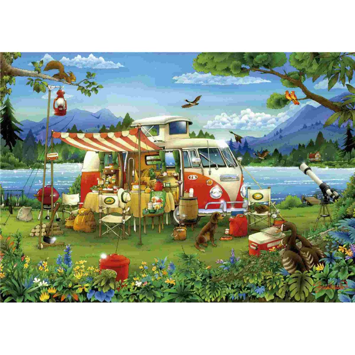 Educa 19922 - Mountain Lake Camping 1000-Piece Jigsaw Puzzle | 19922
