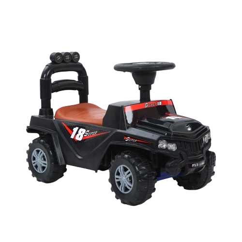 Kids Ride-On Jeep Style Push Car with Steering Wheel & Backrest – Black | THL-9601/BK