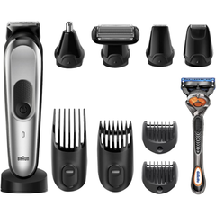 Braun 10 In 1 Beard Trimmer, With Hair & Nose Trimmer, Black/Silver | MGK7920TS
