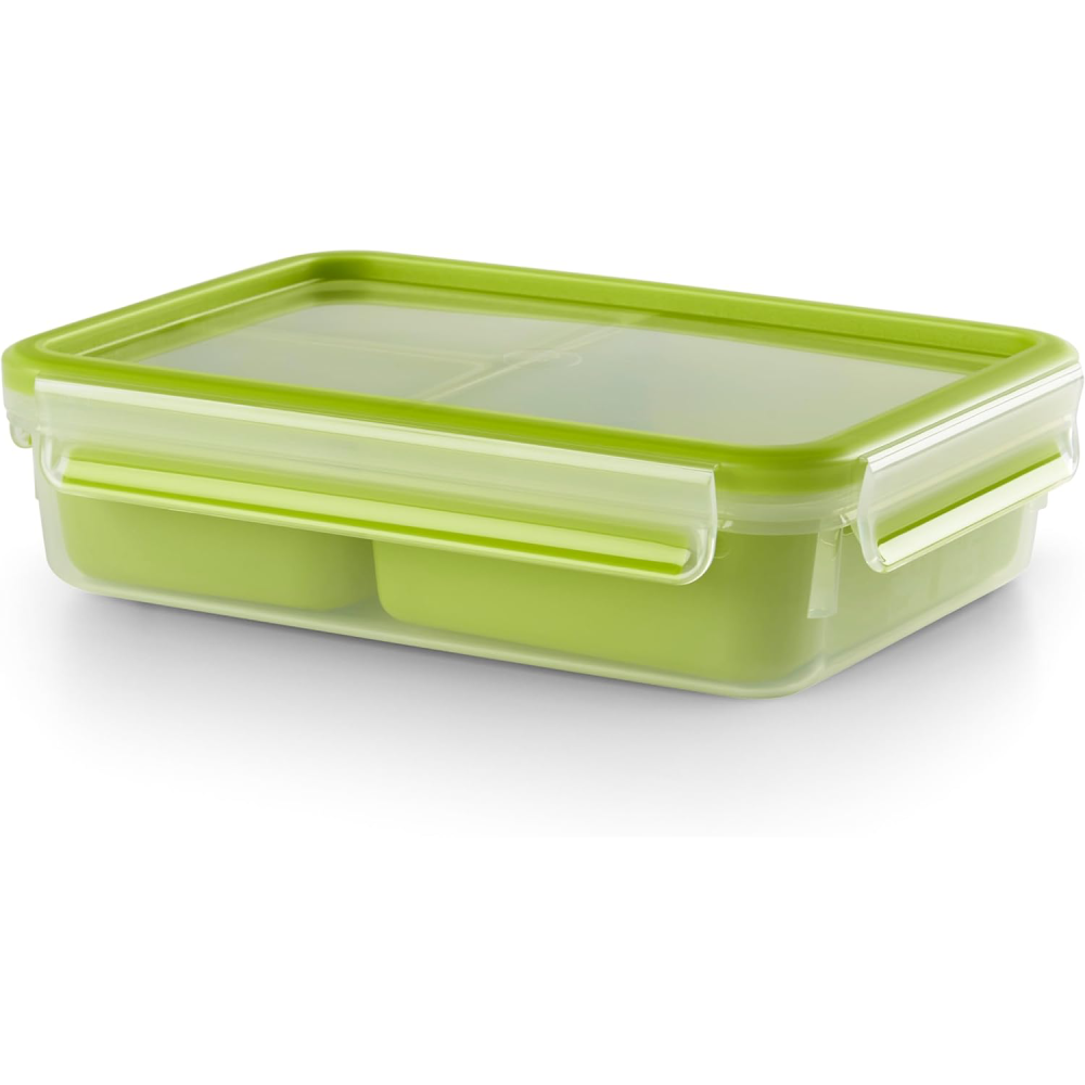 Tefal Masterseal To Go Snack Box 1.2 Litre With 3 Inserts, Green, Plastic | K3100412