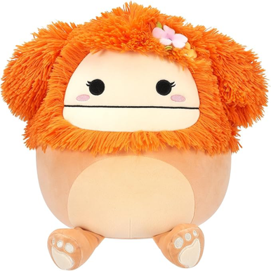 Squishmallows (SQCR05428) SQK - 12" دمية شاستا البيج فوت البرتقالية الفاتحة المحشوة مع دبوس زهرة
