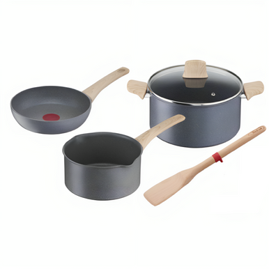 Tefal G6 Natural Force 5pcs Set (Frypan 20cm, saucepan 20cm, stewpot 24cm + lid, wood spoon) | G2669182