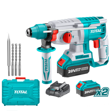 20v SDS مقدح برم وتكسير صناعي عالبطارية+2بطارية Total