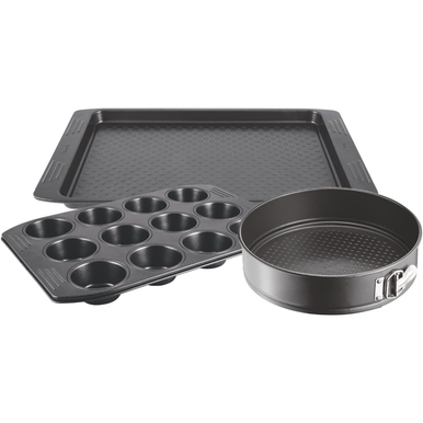 Tefal Easy Grip Bakeware set 3pcs: (Mini Muffins x 12, Baking Tray 29,5x41, Springform 25) | J162S385