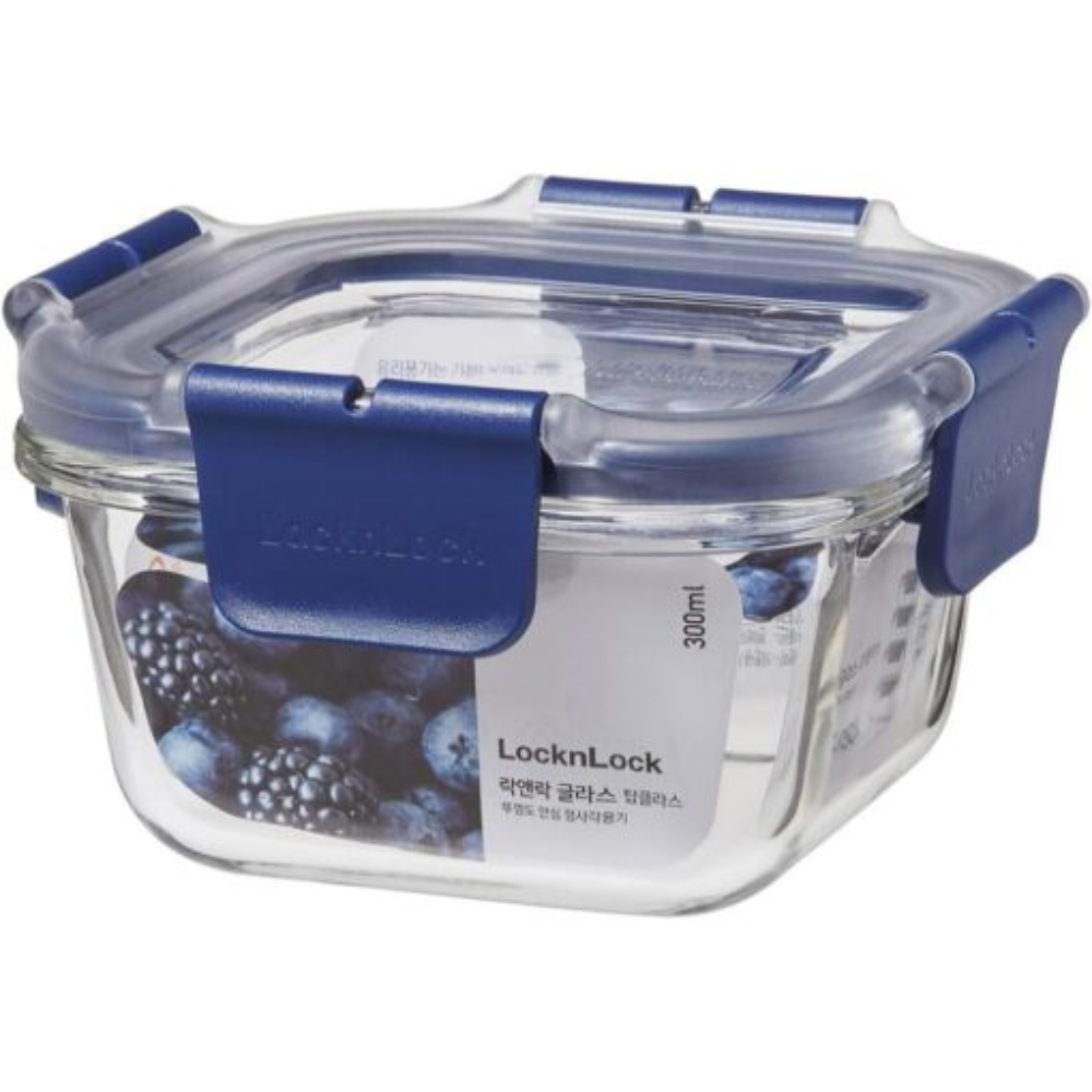 LocknLock Topclass Square Leak Proof Heat Resistant Glass Food Storage Container 300ML | LLBG205