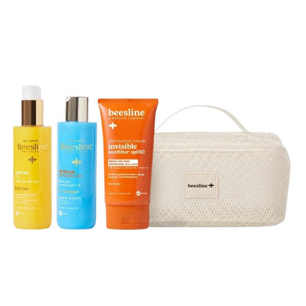Beesline After Sun Milk + Ultrascreen Invisible SPF50 + Suntan Oil + FREE Pouch Offer