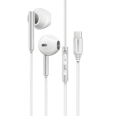 PROMATE High Fidelity USB-C ENC Stereo Wired Earphones - White | Laxi-S