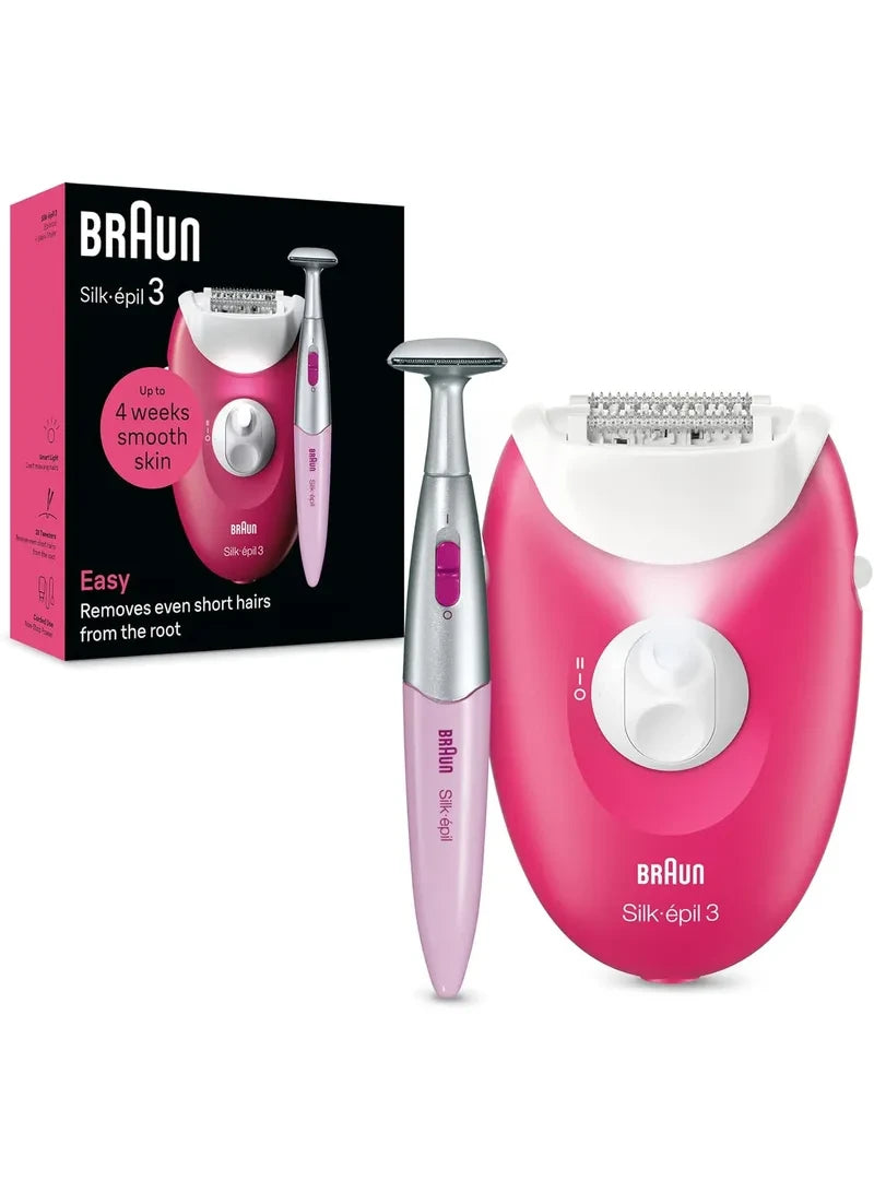 Braun Silk-épil 3 SE3420 Epilator with Bikini Styler - Raspberry
