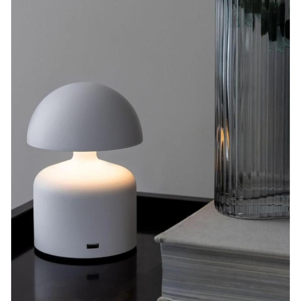 SK Modern White Mushroom LED Table Lamp - 13 cm, 3 Adjustable Light Levels | SK1951413