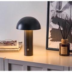 SK Black Wireless Mushroom LED Table Lamp 22 cm with Touch Dimming | SK195145