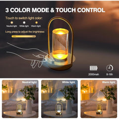 SK Versatile Cordless Crystal Table Lamp 18 cm, Touch Control, USB Rechargeable, Gold Finish | SK854