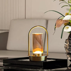 SK Versatile Cordless Crystal Table Lamp 18 cm, Touch Control, USB Rechargeable, Gold Finish | SK854
