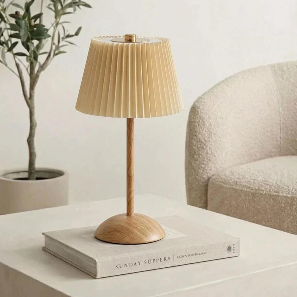 SK Wooden Touch LED Table Lamp - 29 cm, Beige | SK855